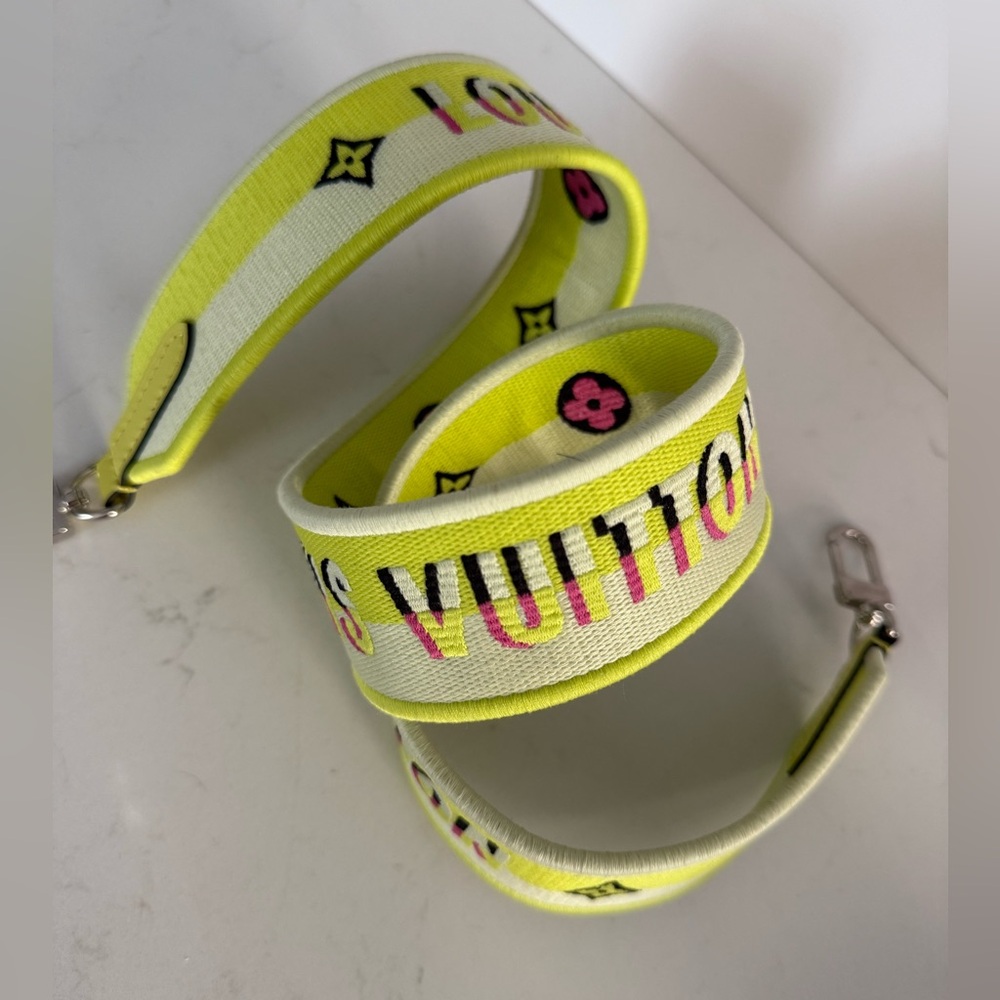 Louis Vuitton Jacquard Speedy Bandoulière 20 Shoulder Strap in Yellow ~ LIKE NEW - Picture 6 of 12